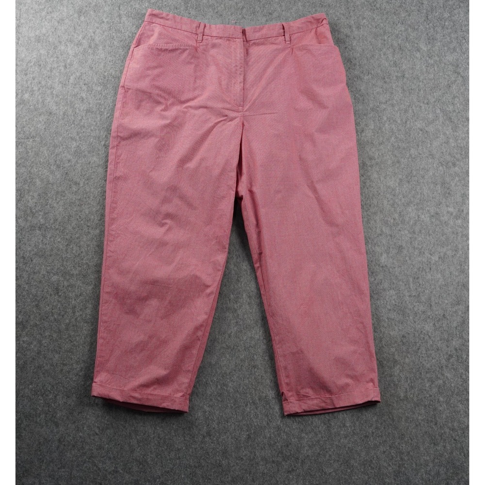 Lauren Ralph Lauren Women's Cropped Pants 16W Pink Houndstooth Straight Leg